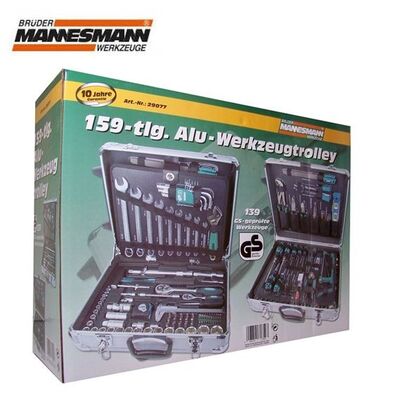 Mannesmann 29077 Alüm.Çantalı Tekerlekli Alet Seti, 159Parça