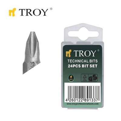 TROY 22201 Bits Uç Seti (PH1x25mm, 24 adet)