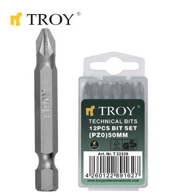 TROY 22232 Bits Uç Seti (PZ3x50mm, 12 adet)