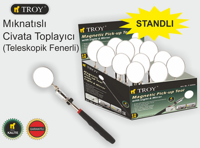 TROY 26900 Mıknatıslı Cıvata Toplayıcı (Teleskopik Fenerli)