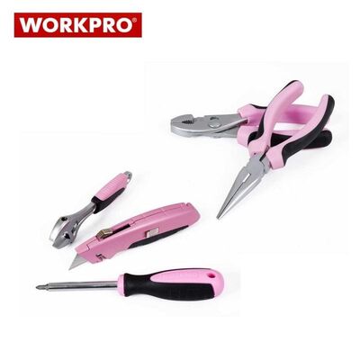 WORKPRO W009012 Çantalı Pembe El Aletleri Seti, 103Parça